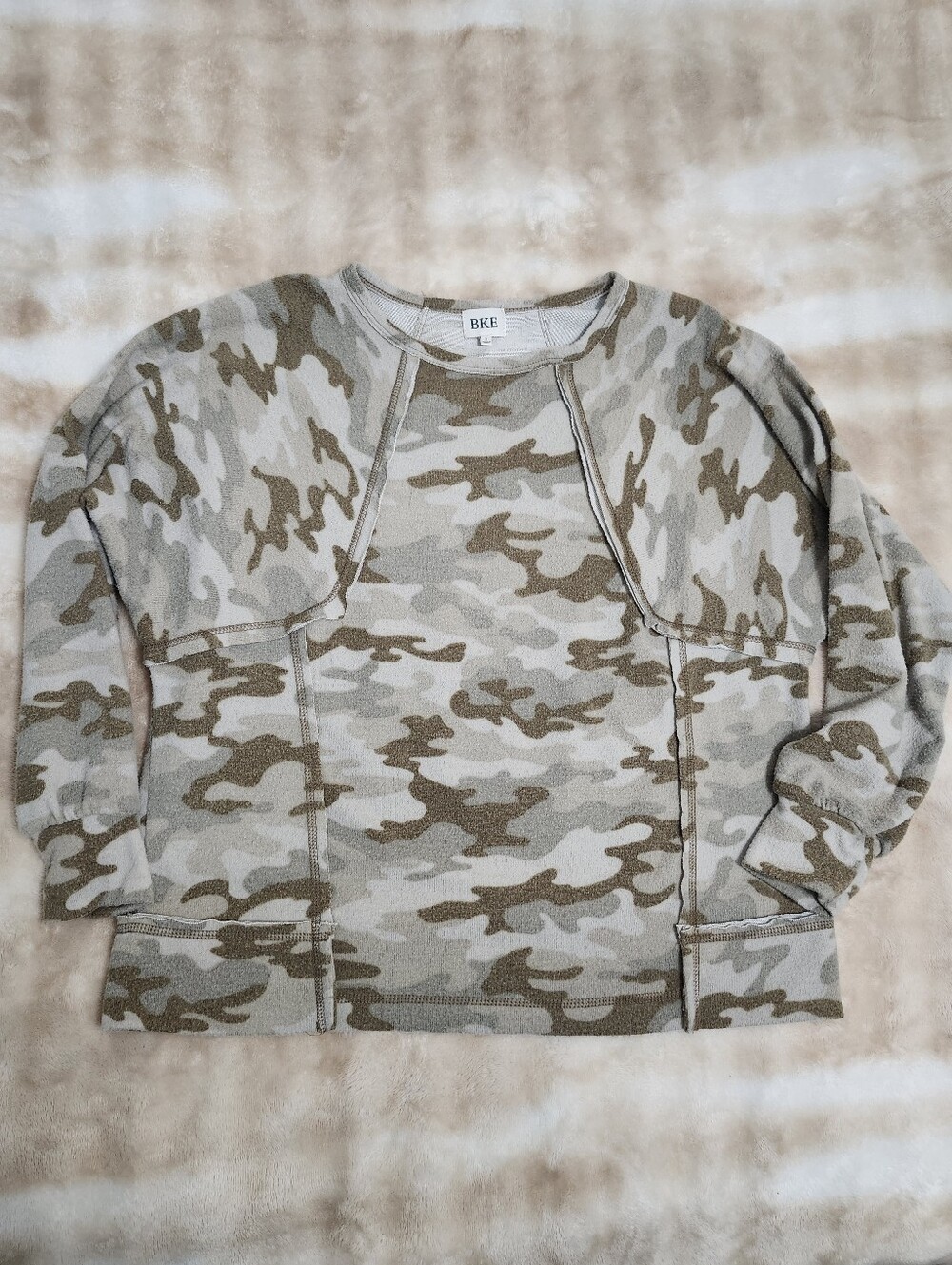 BKE Neutral Camo Sweater Boho